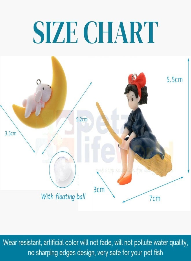 VAYINATO® 2 in 1 (Half Moon & Witch Toy) Floating Fish Tank Decoration Toys, Fish Tank Attractive Cute Miniature Decoration for Aquarium,Home Office Desktop Cake Topper Gifts by Petzlifeworld - Image 5